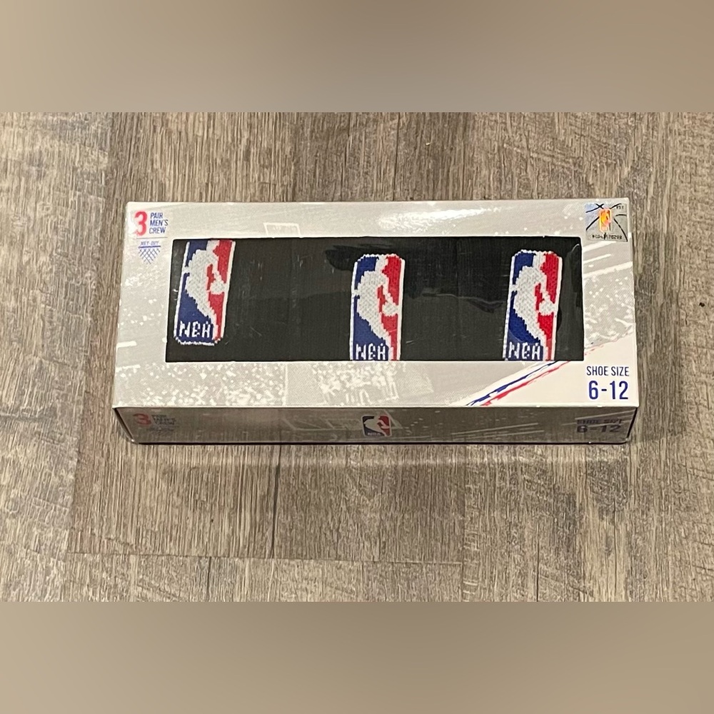 NBA black logo socks New in package mens 6-12 3 pair